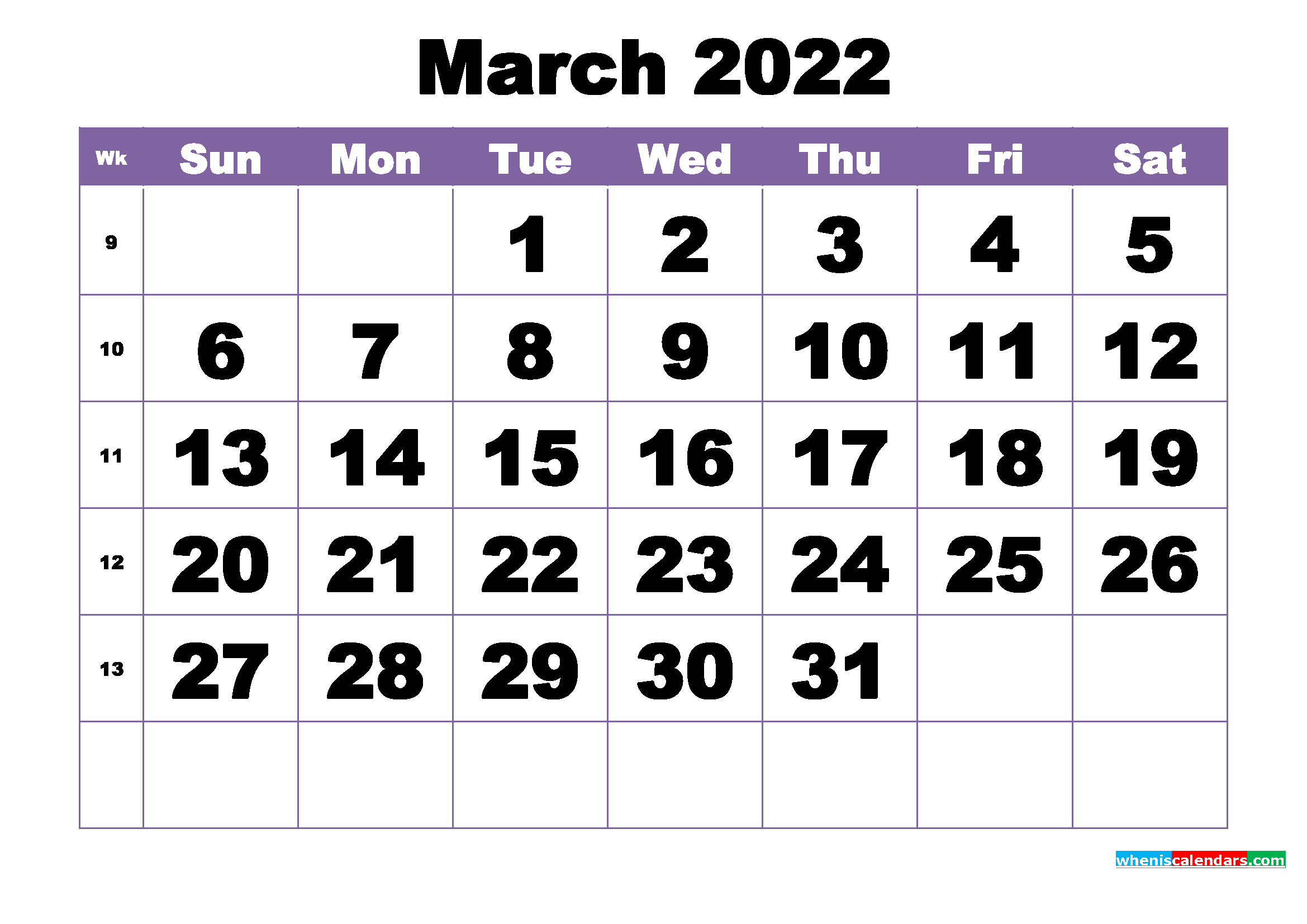Free Printable March 2022 Calendars 2021 Printable
