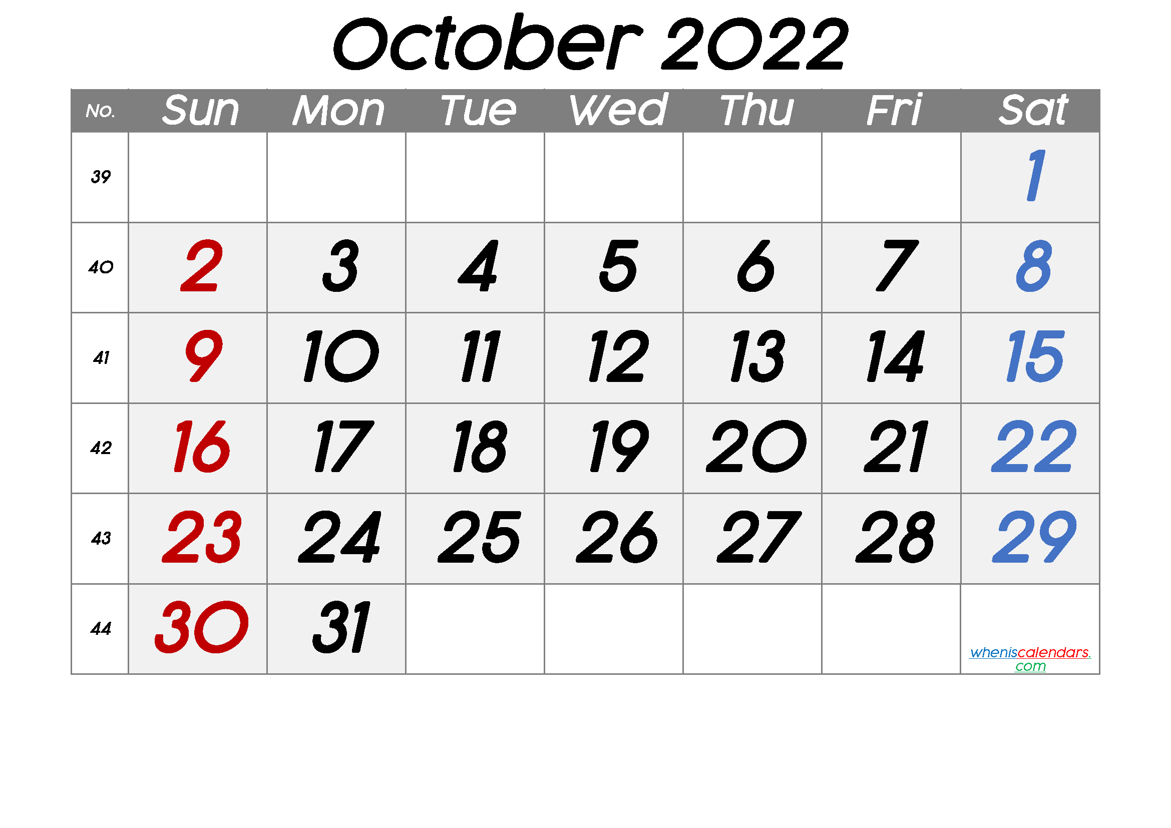 Free Printable October 2022 Calendar (Premium)
