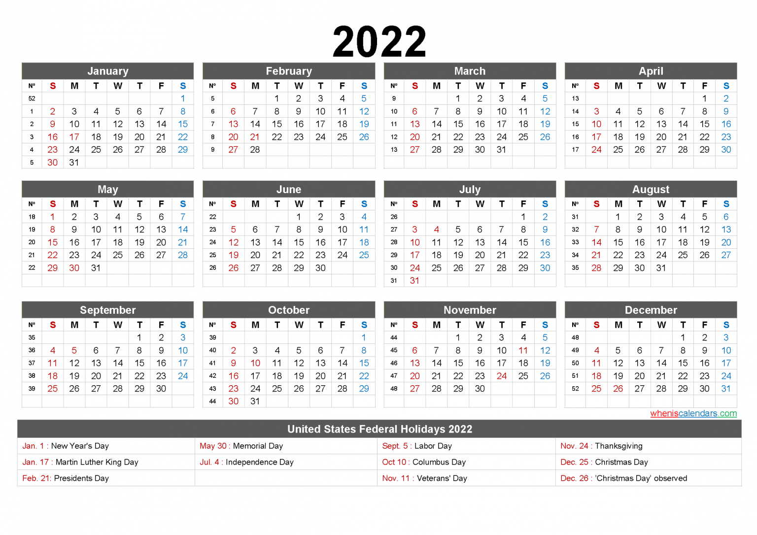 Free Printable Yearly Calendar 2021 And 2022 And Further