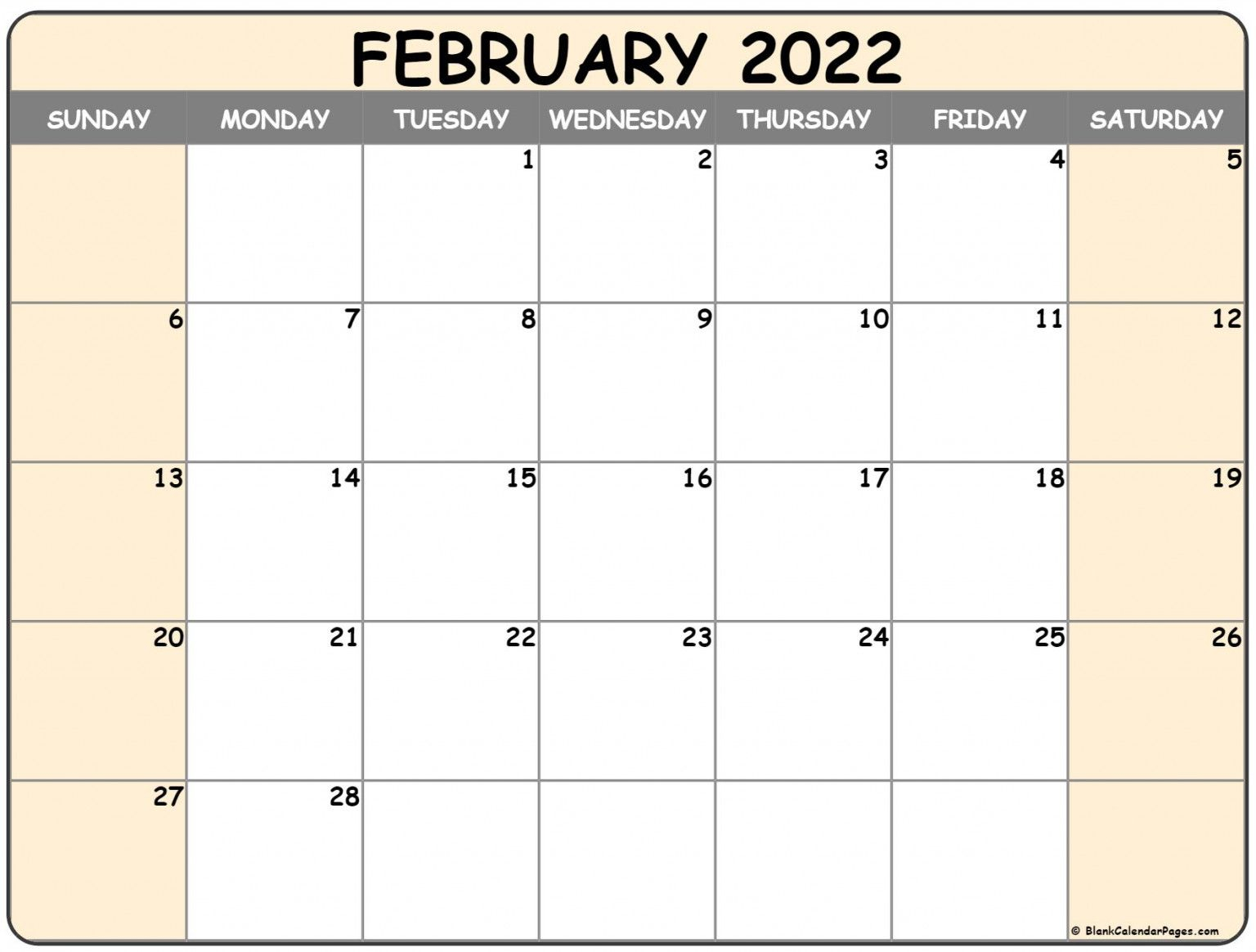 Full Page Printable Calendar February 2022 Printable