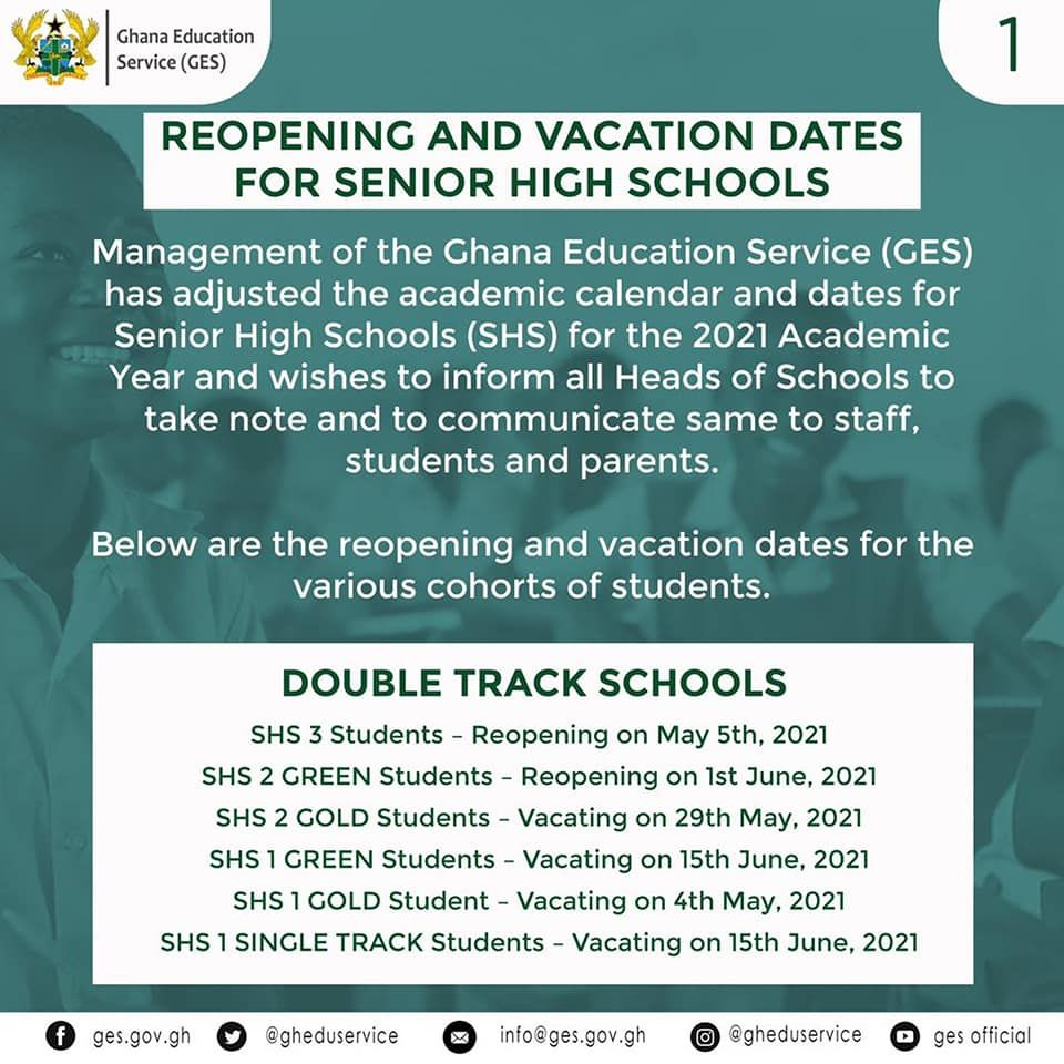 Ges Academic Calendar For Kg, Jhs &amp; Shs 2020/2021 - Gh