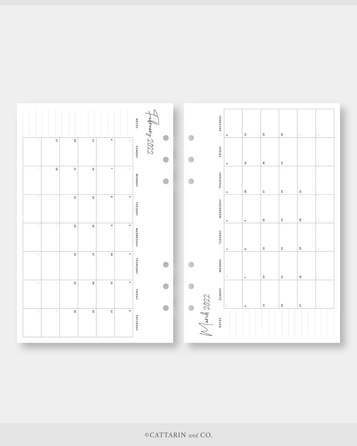 Half Letter 2022 Monthly Planner Printable Calendar | Etsy