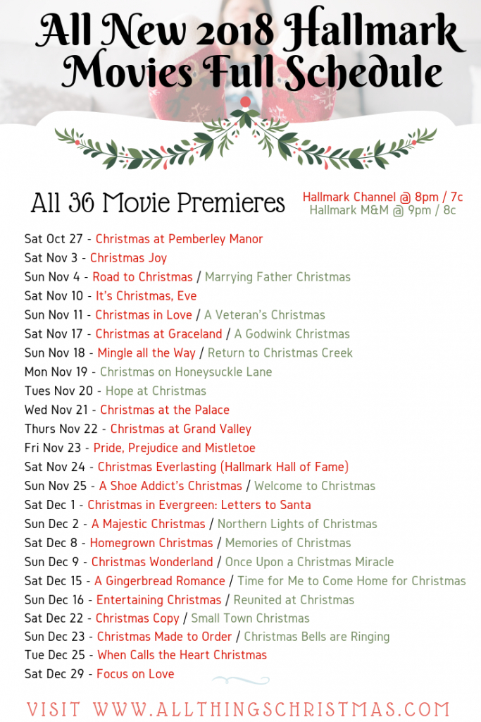 Hallmark 2018 Christmas Movies Full Schedule · All Things