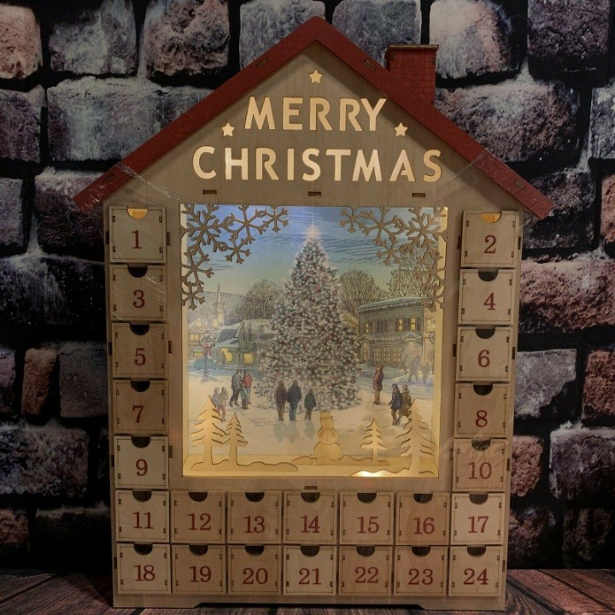 Hallmark Lighted Wooden Advent Calendar | Wooden Advent