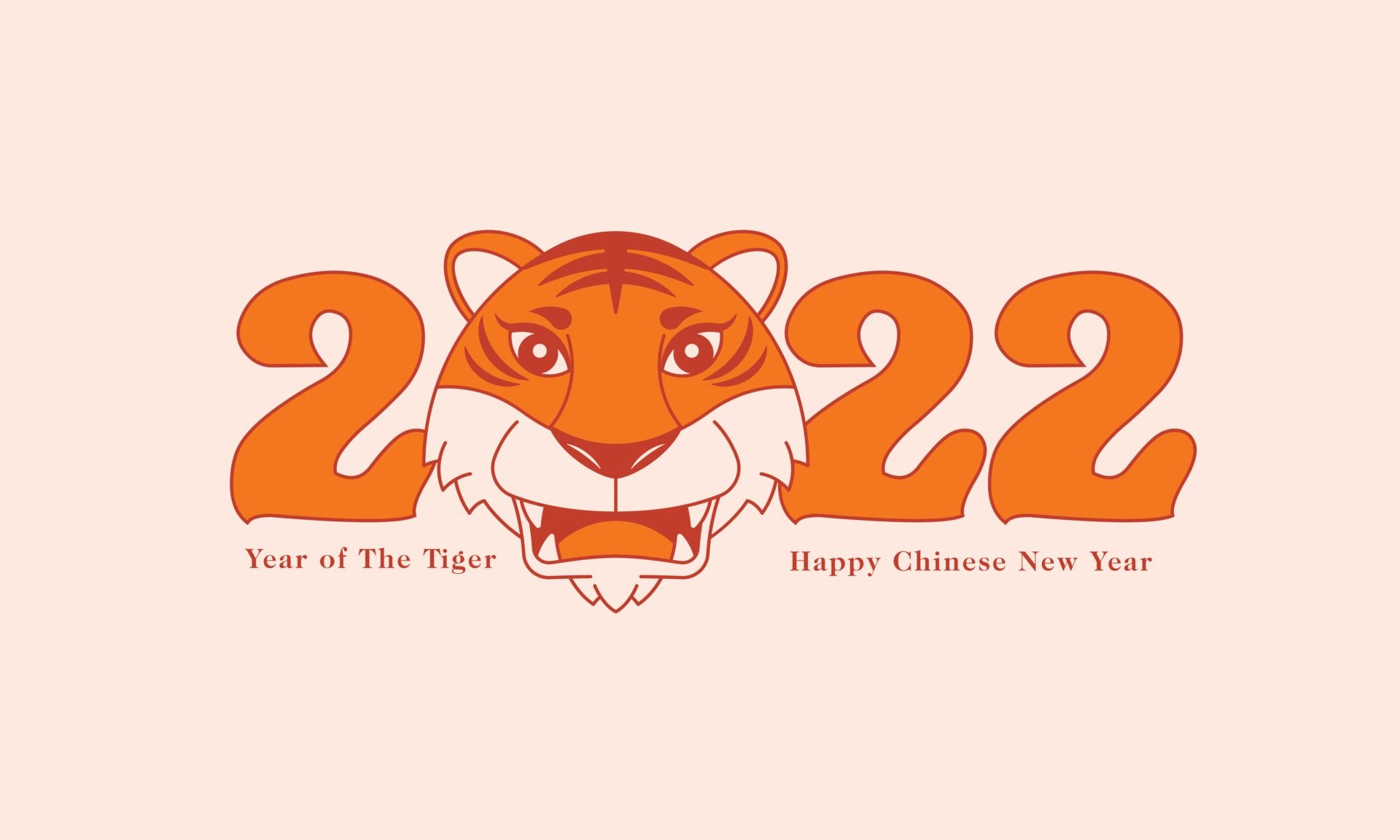 Happy Chinese New Year 2022. Symbolic Tiger Head On 2022