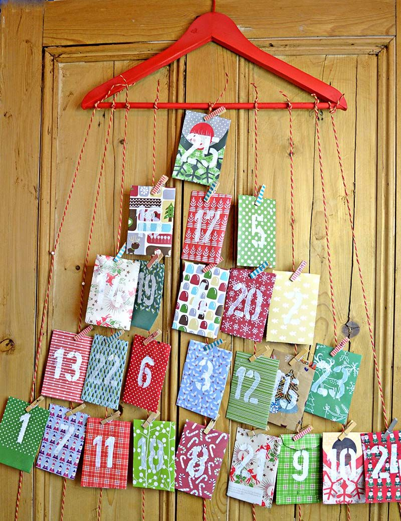 Homemade Paper Envelope Advent Calendar - Pillar Box Blue