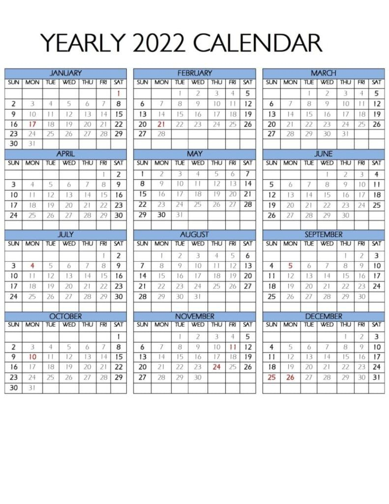 Images For Printable 2022 Calendar - Mycalendarlabs