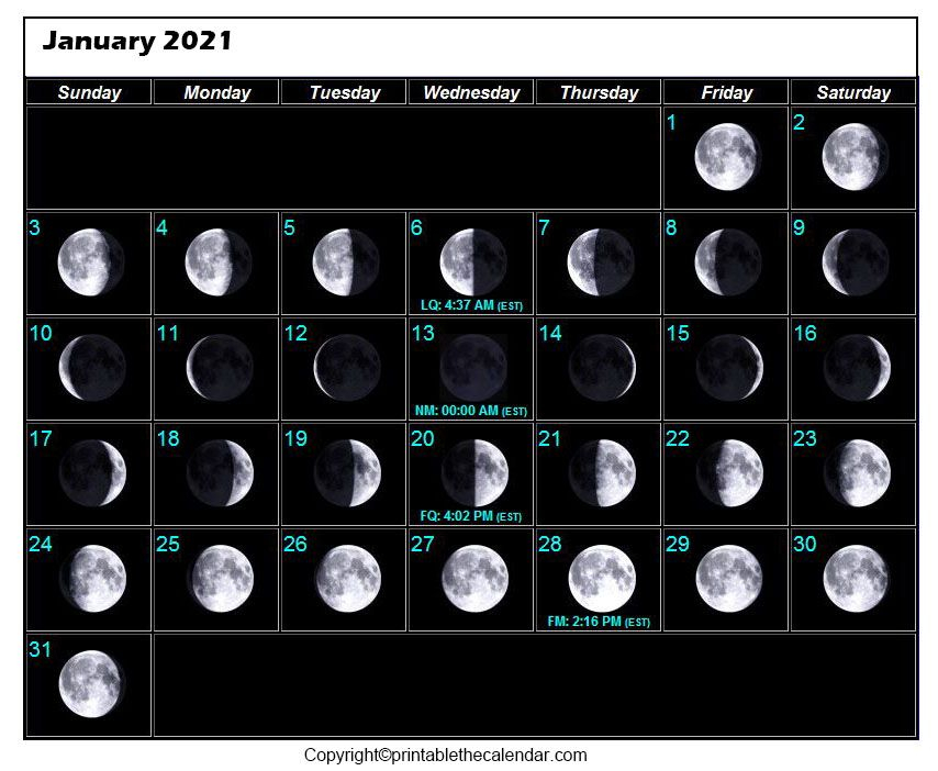 Universal Full Moon January 2022 Calendar