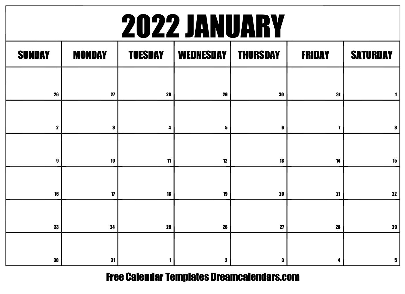 January 2022 Calendar | Free Blank Printable Templates