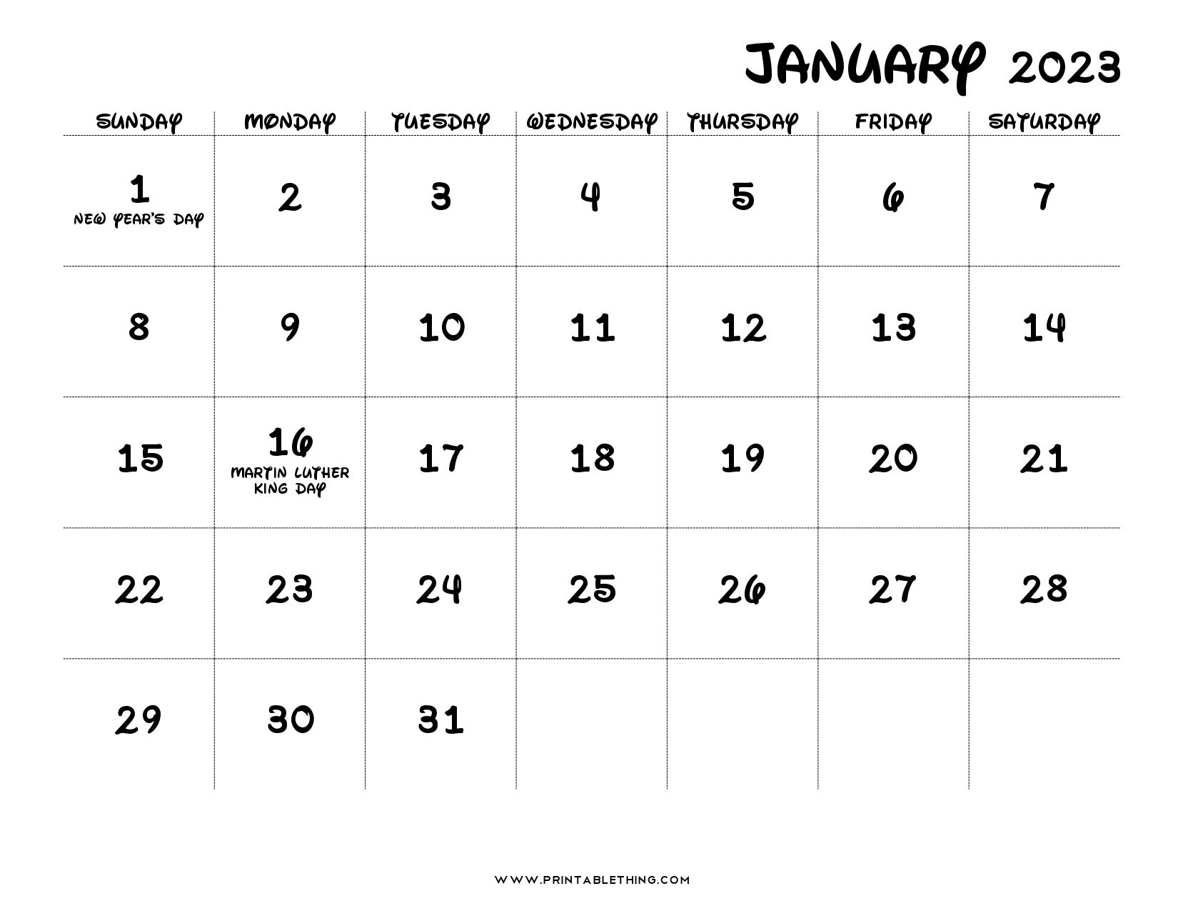 January 2022 Calendar Printable, Pdf, Us Holidays, January