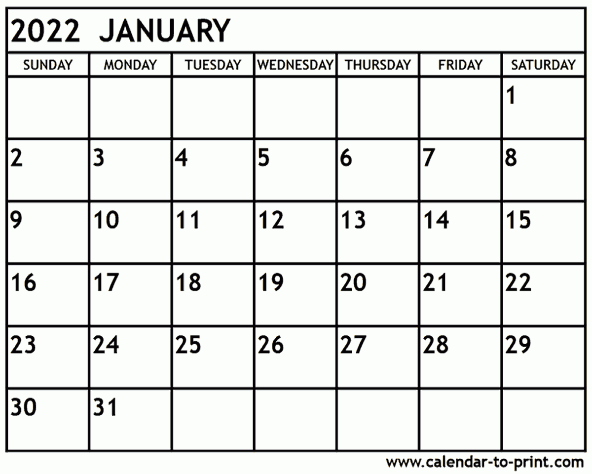 January And February 2022 Calendar : 3 Month Printable