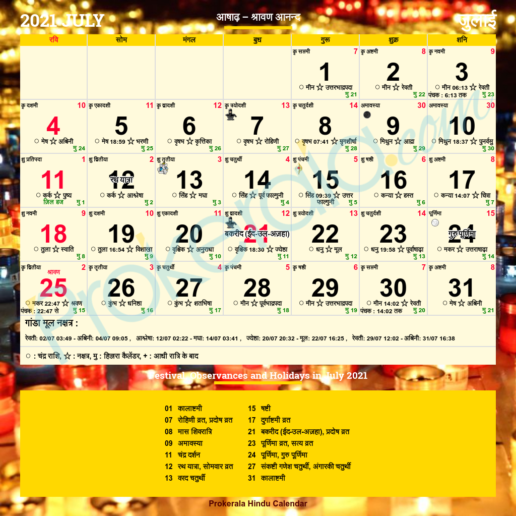 July 2021 Telugu Calendar | January 2021