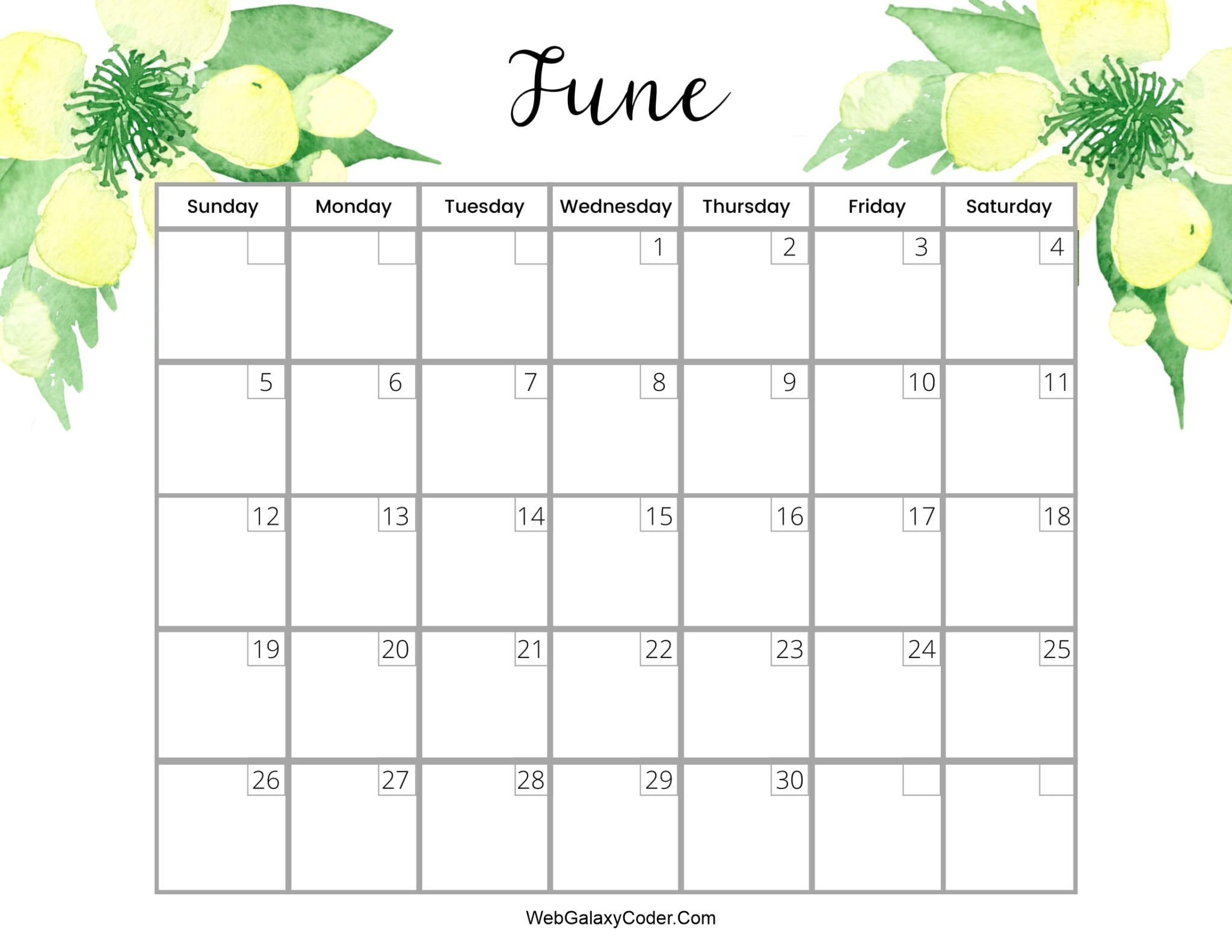 Universal Printable Calendar 2022 Flowers