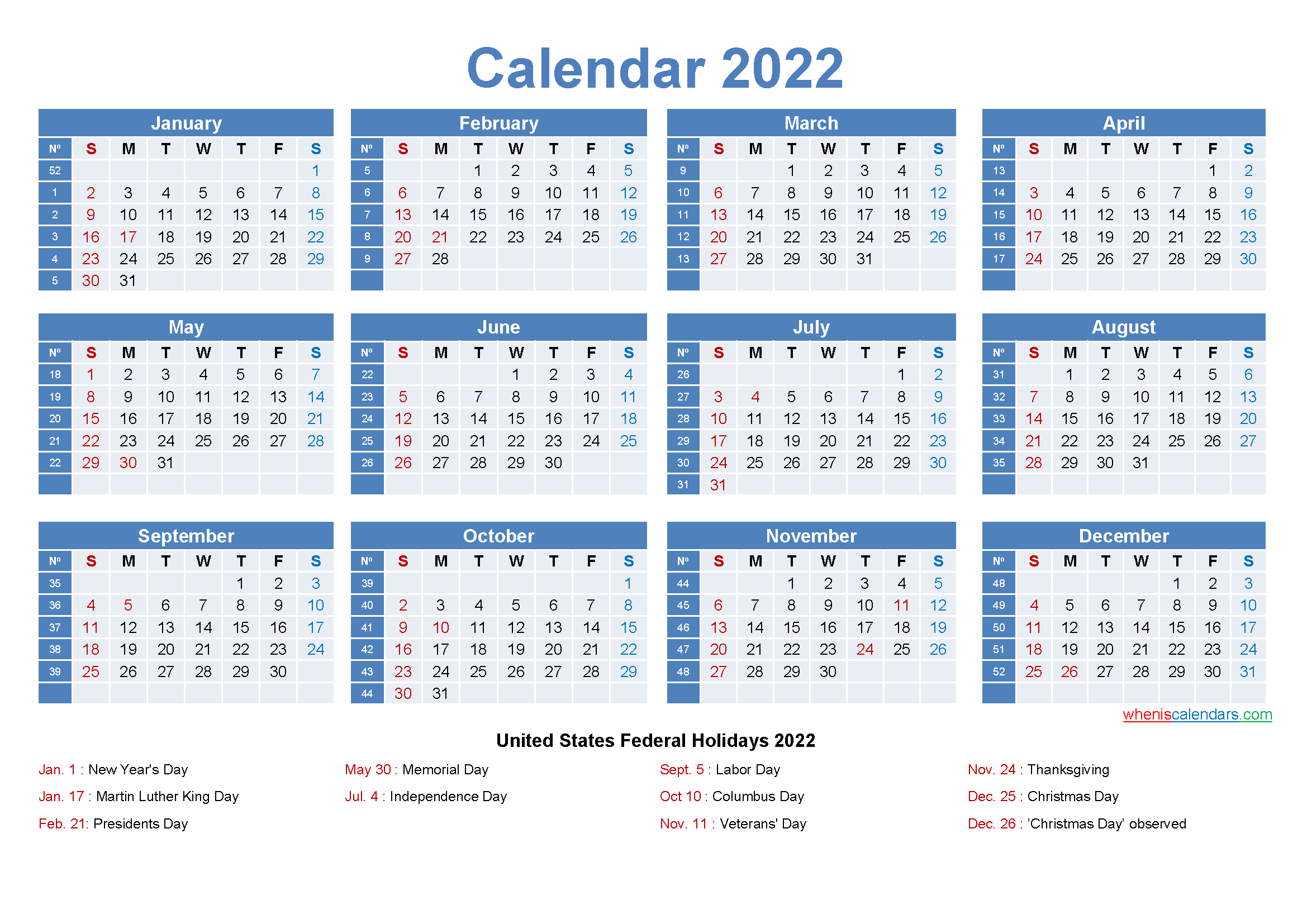 Create Your Printable Calendar 2022 Large