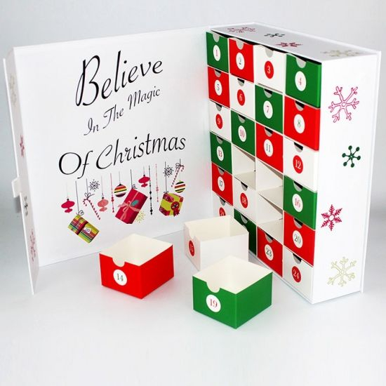 Luxury Paper Advent Calendar Packaging Box With 24 Drawers