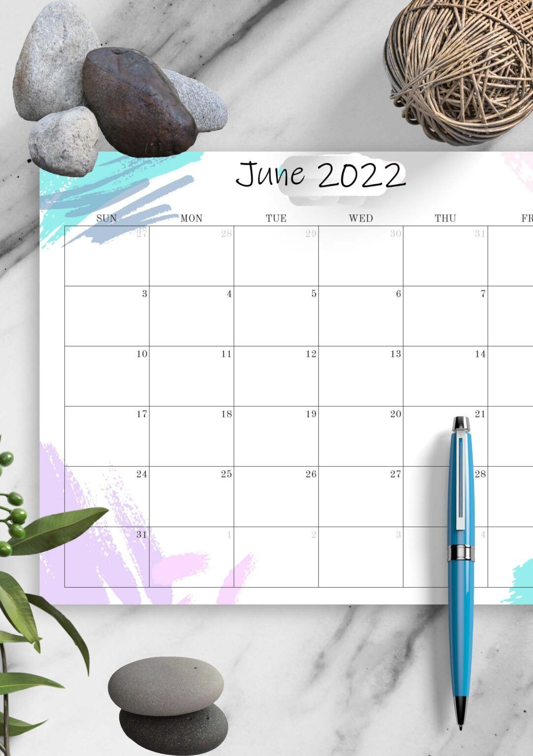 March 2022 Blank Monthly Calendar - Blank Printable
