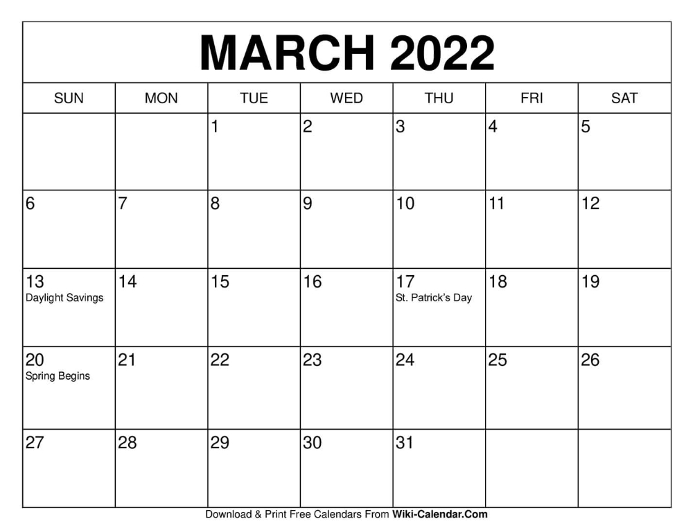 Best Calendar Of March 2022