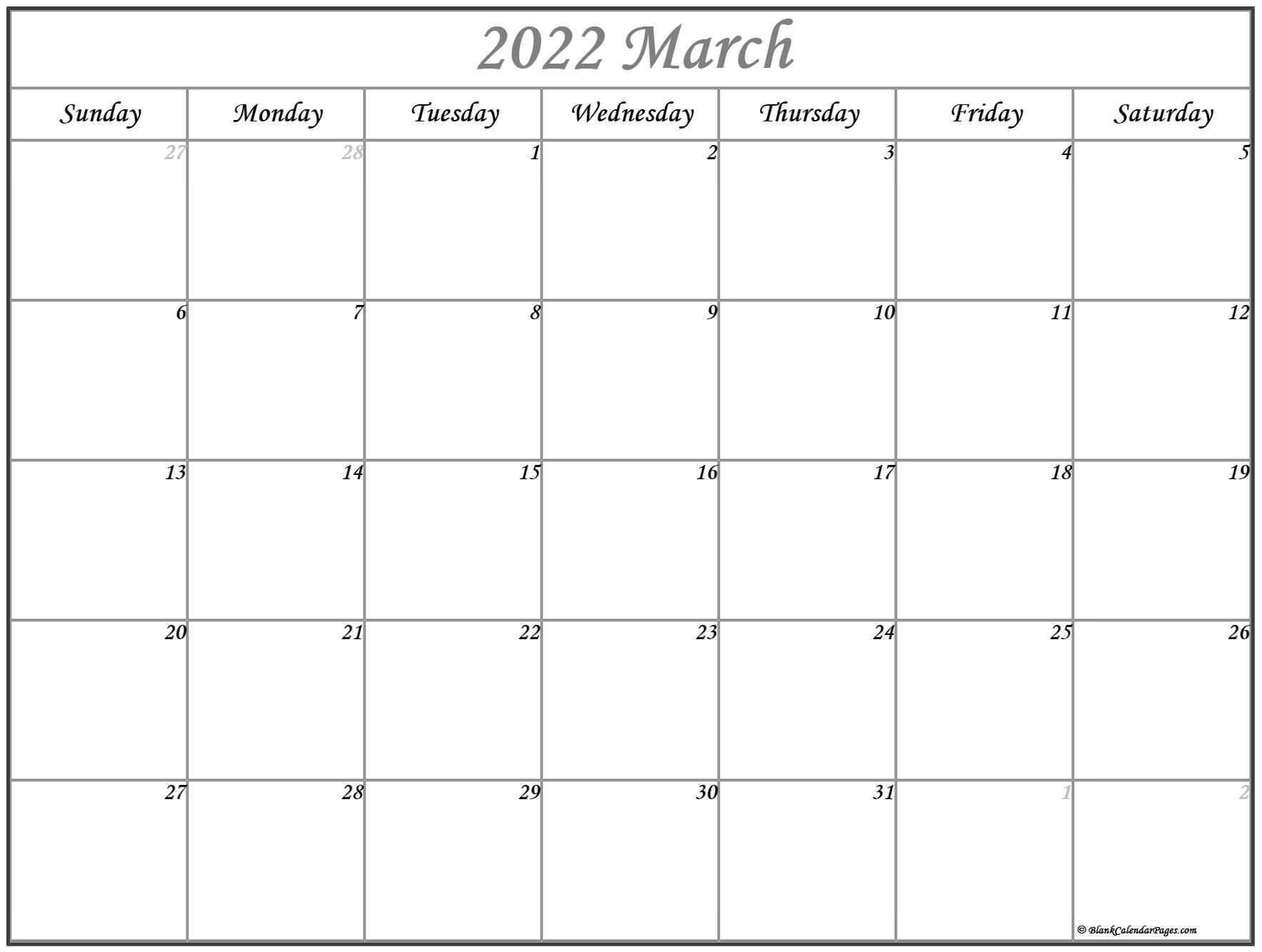 March 2022 Calendar | Free Printable Calendar Templates