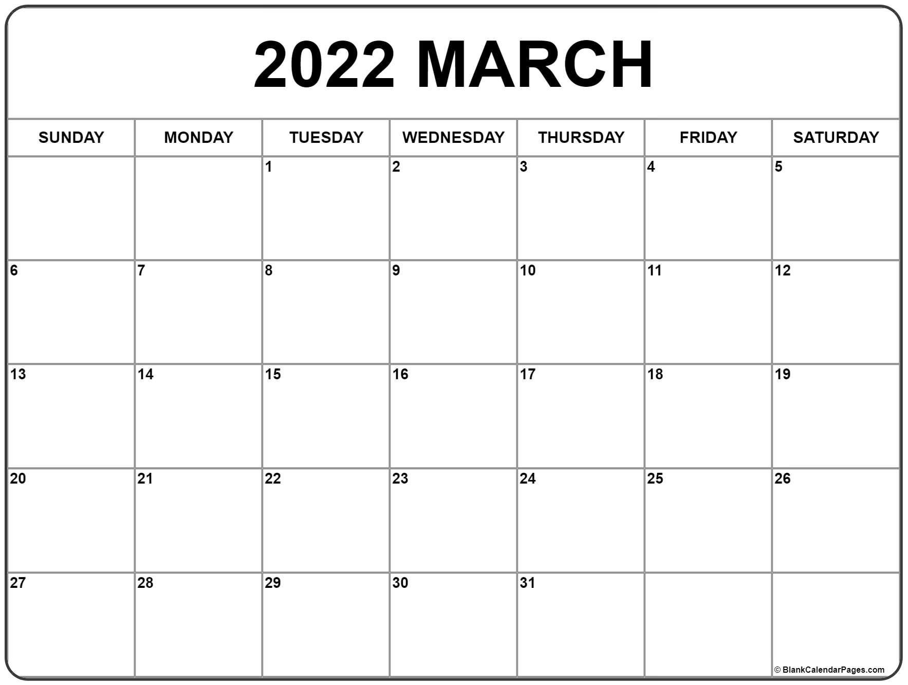 March 2022 Calendar | Free Printable Calendar Templates