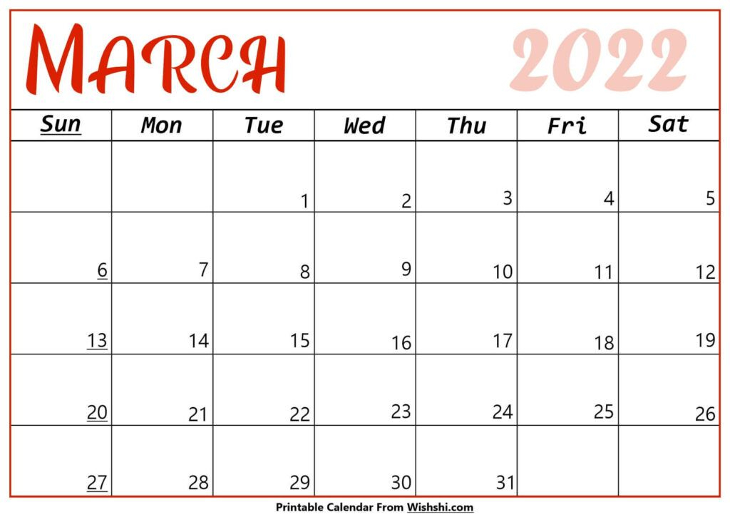 March 2022 Calendar Printable - Free Printable Calendars