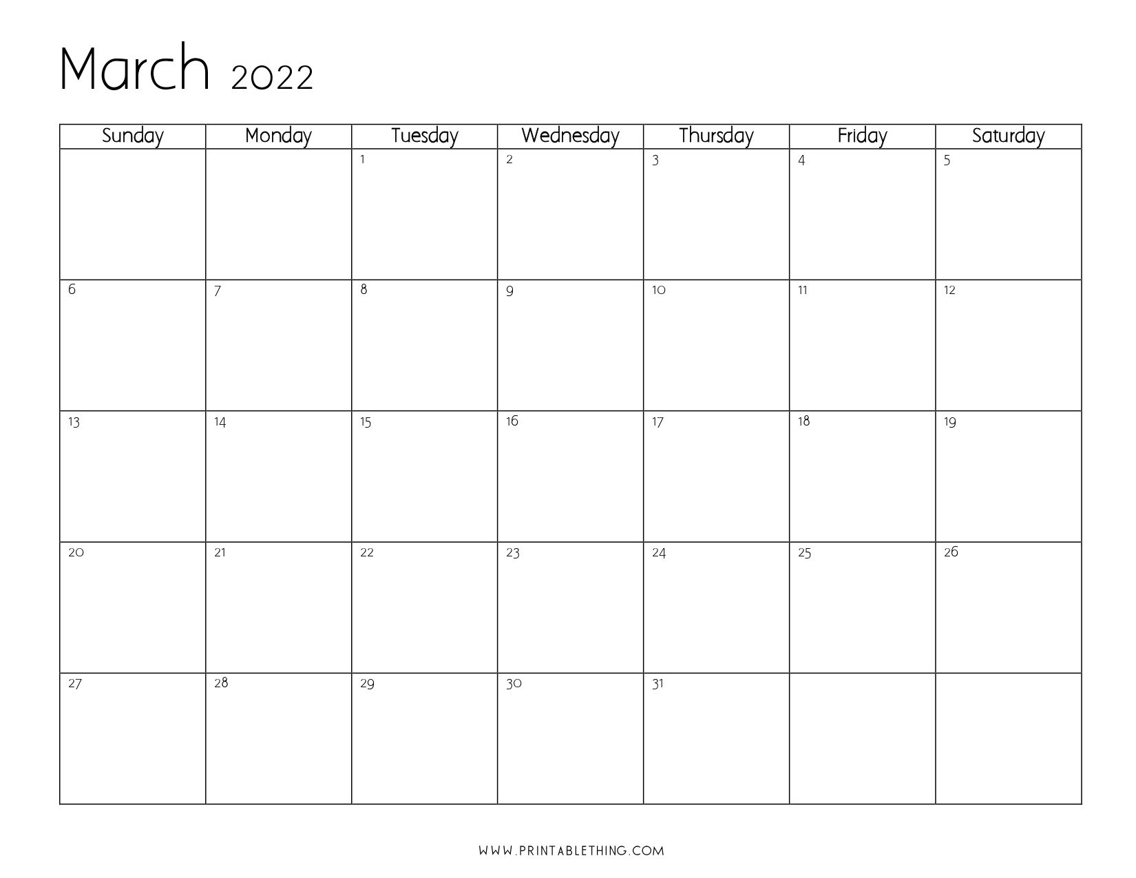 March 2022 Calendar Printable, Pdf, Us Holidays, Blank