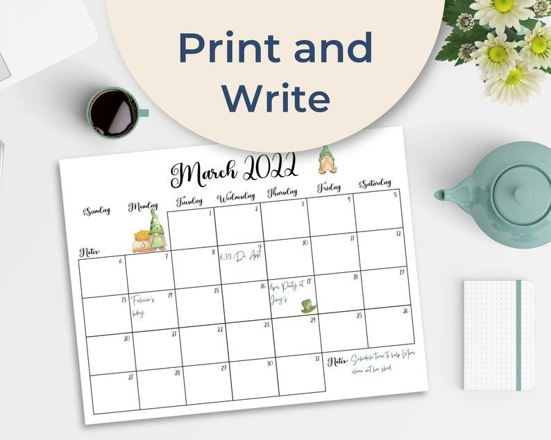 March 2022 Editable And Printable Calendar With Green