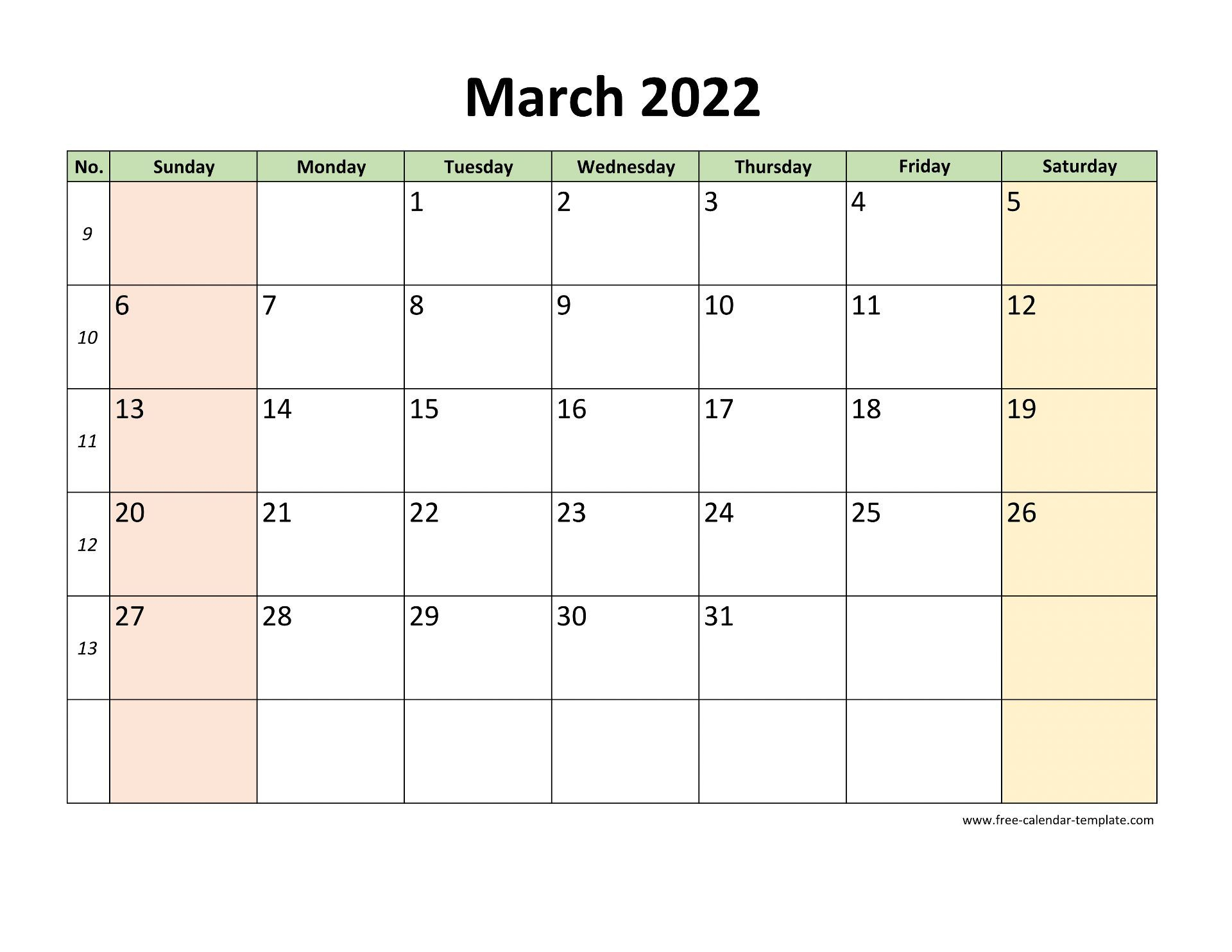 March 2022 Free Calendar Tempplate | Free-Calendar