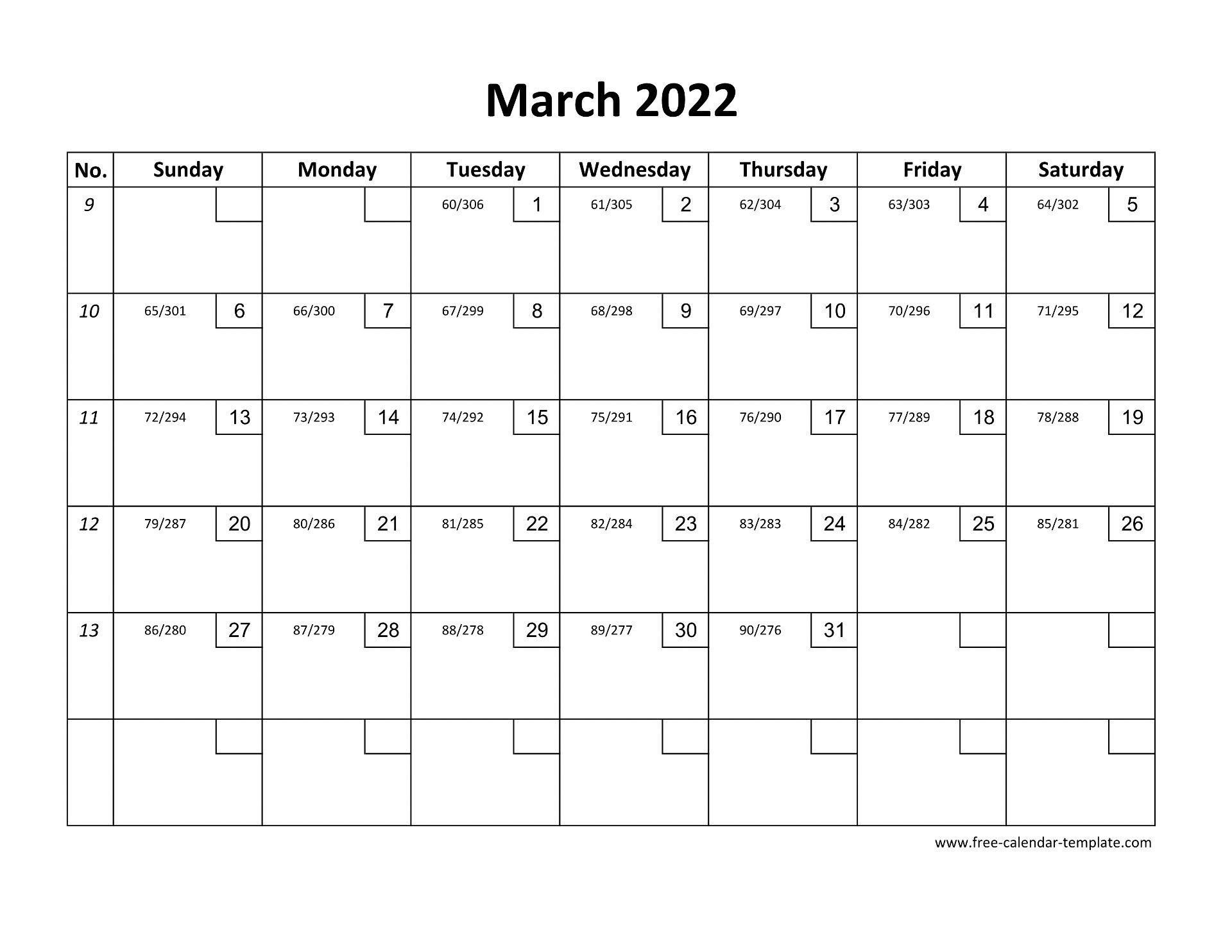 March 2022 Free Calendar Tempplate | Free-Calendar