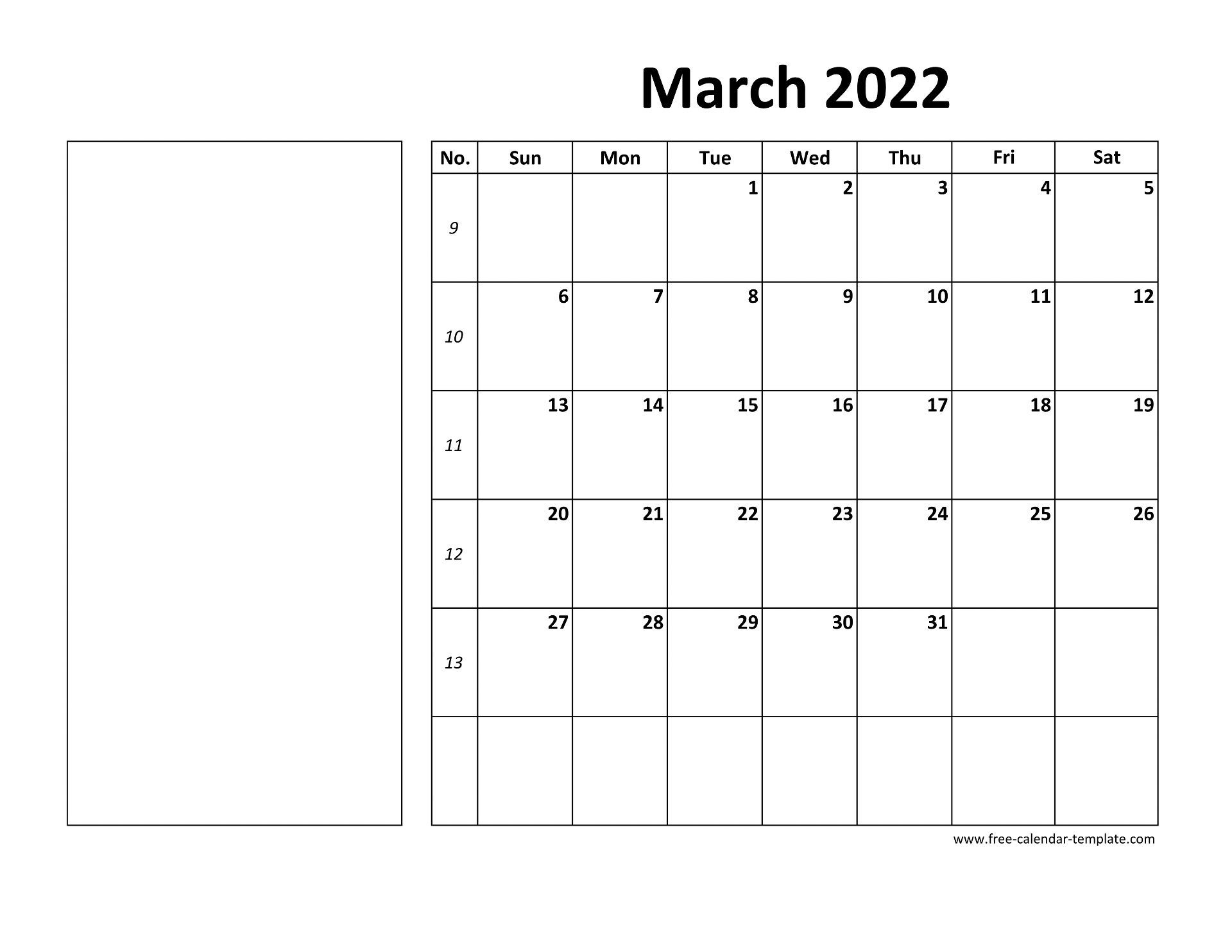 March 2022 Free Calendar Tempplate | Free-Calendar