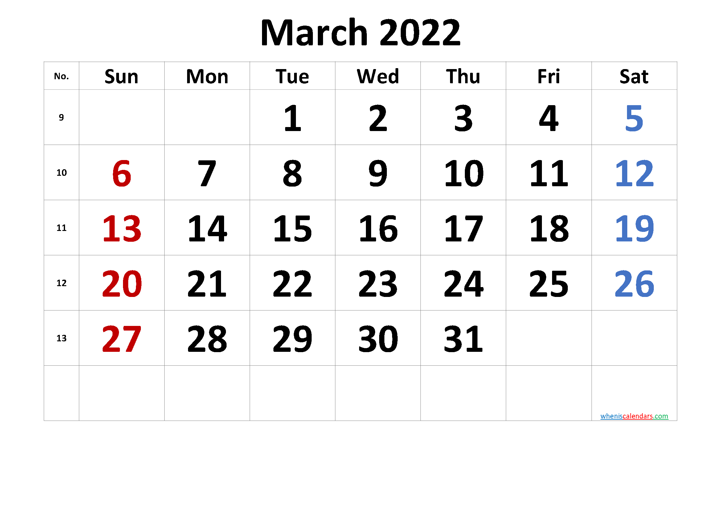 March 2022 Printable Calendar [Free Premium] - Free