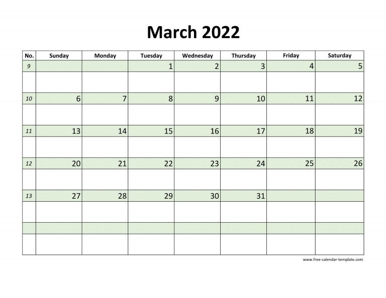 March Daily Calendar 2022 Printable | Printable Calendars 2022