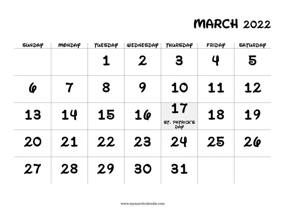 March Printable Calendar 2022 Time And Date - 2023