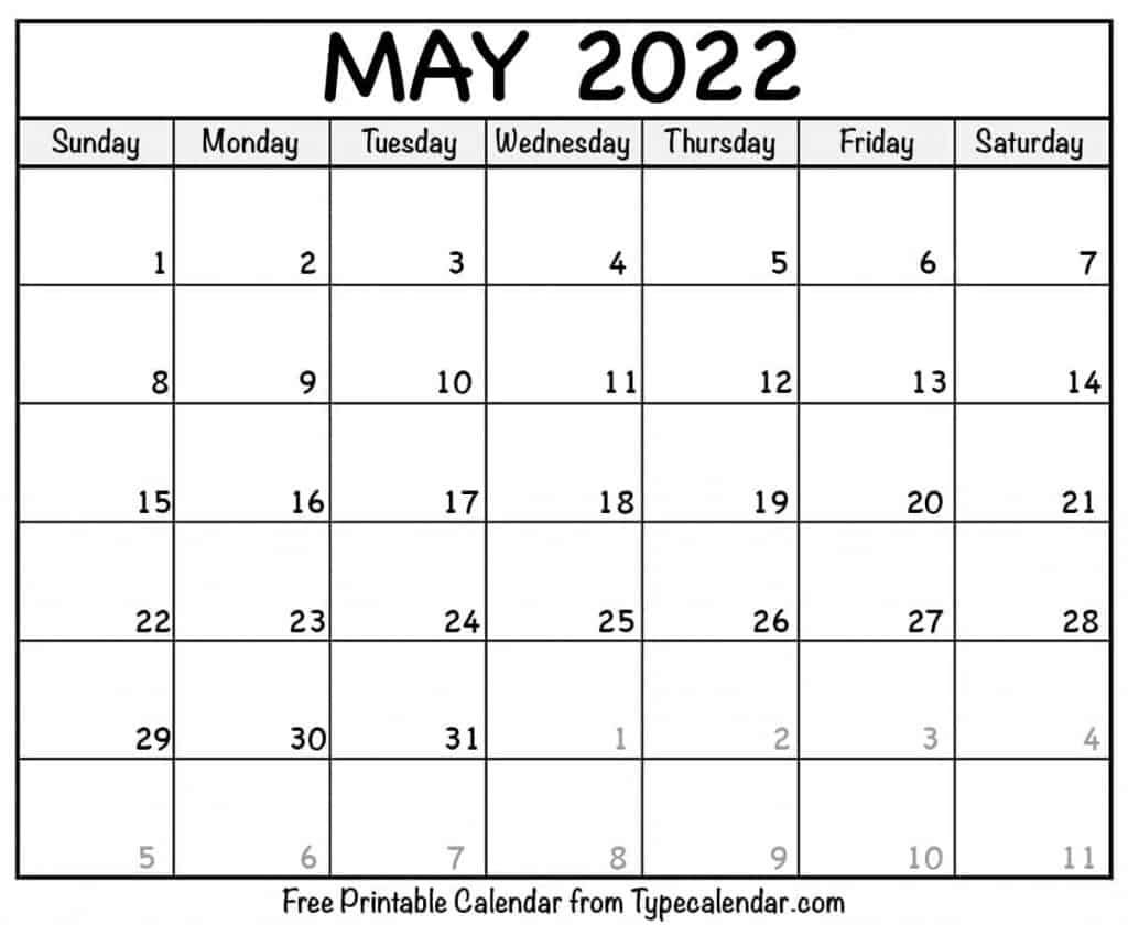 May Calendar 2022 Printable | Calendar Printables Free Blank
