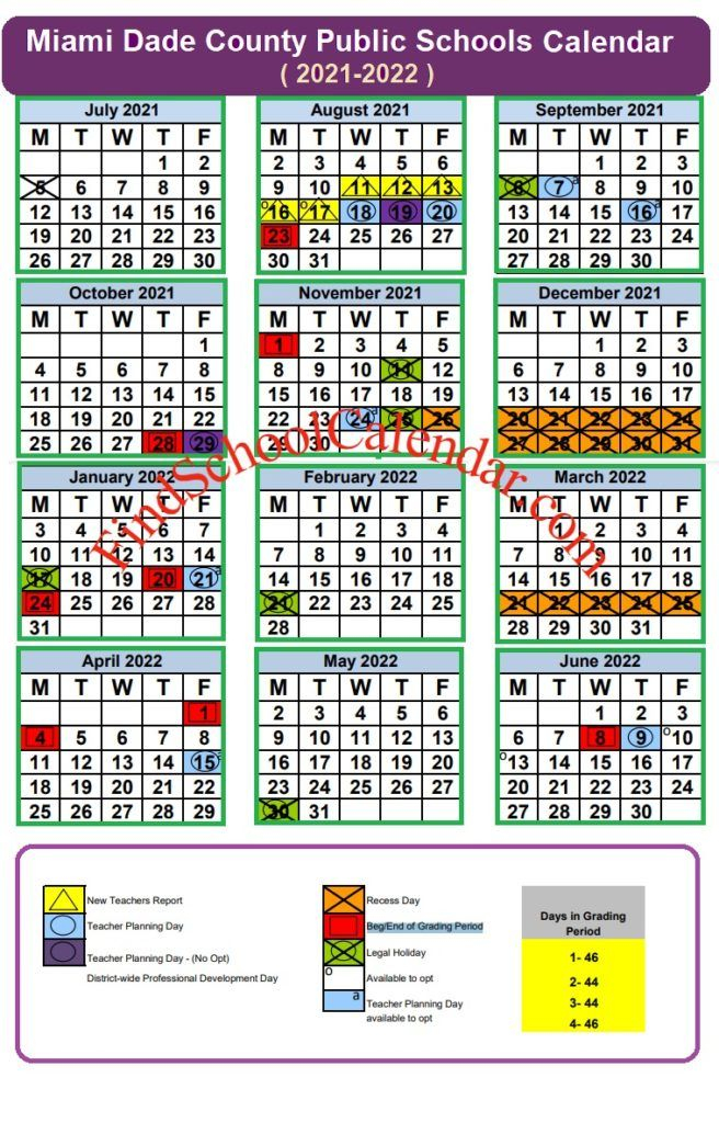 Miami Dade School Calendar 2021-22 | Holidays And Break