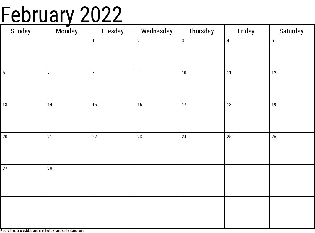 Month Of February 2022 Calendar - March 2022 Calendar