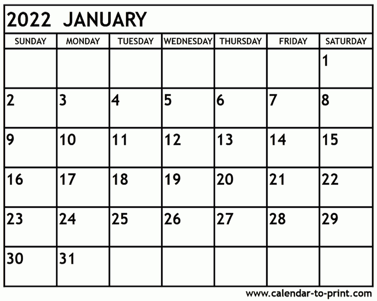 Monthly Calendar 2022 Free Printable | Printable Calendar 2021