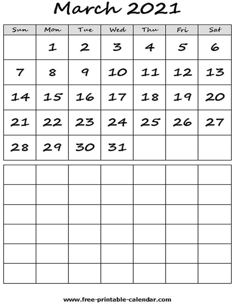 Monthly Fill In Calendar 2021 | Calendar Template Printable