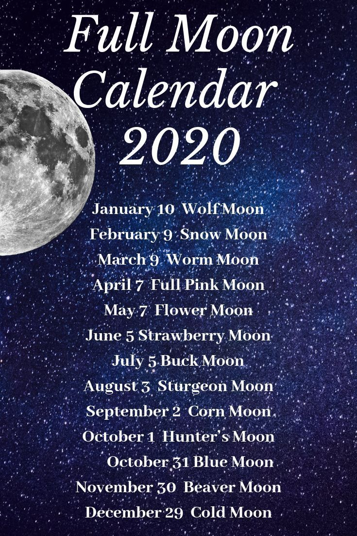 Moon Calendar 2020 | Moon Calendar, New Moon Rituals, Full