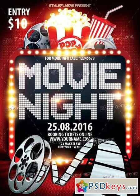 Movie Night Psd Flyer Template » Free Download Photoshop