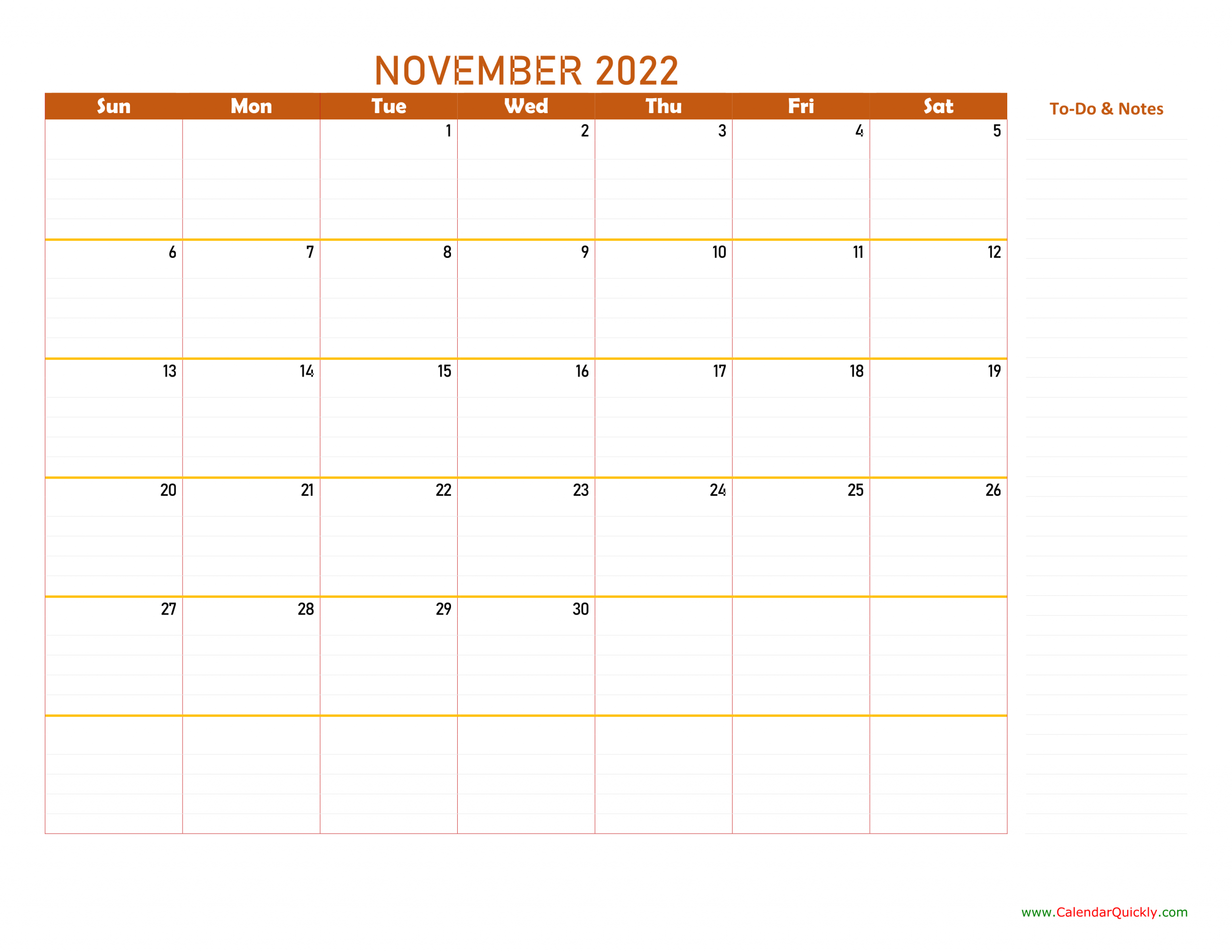 November 2022 Calendar | Calendar Quickly