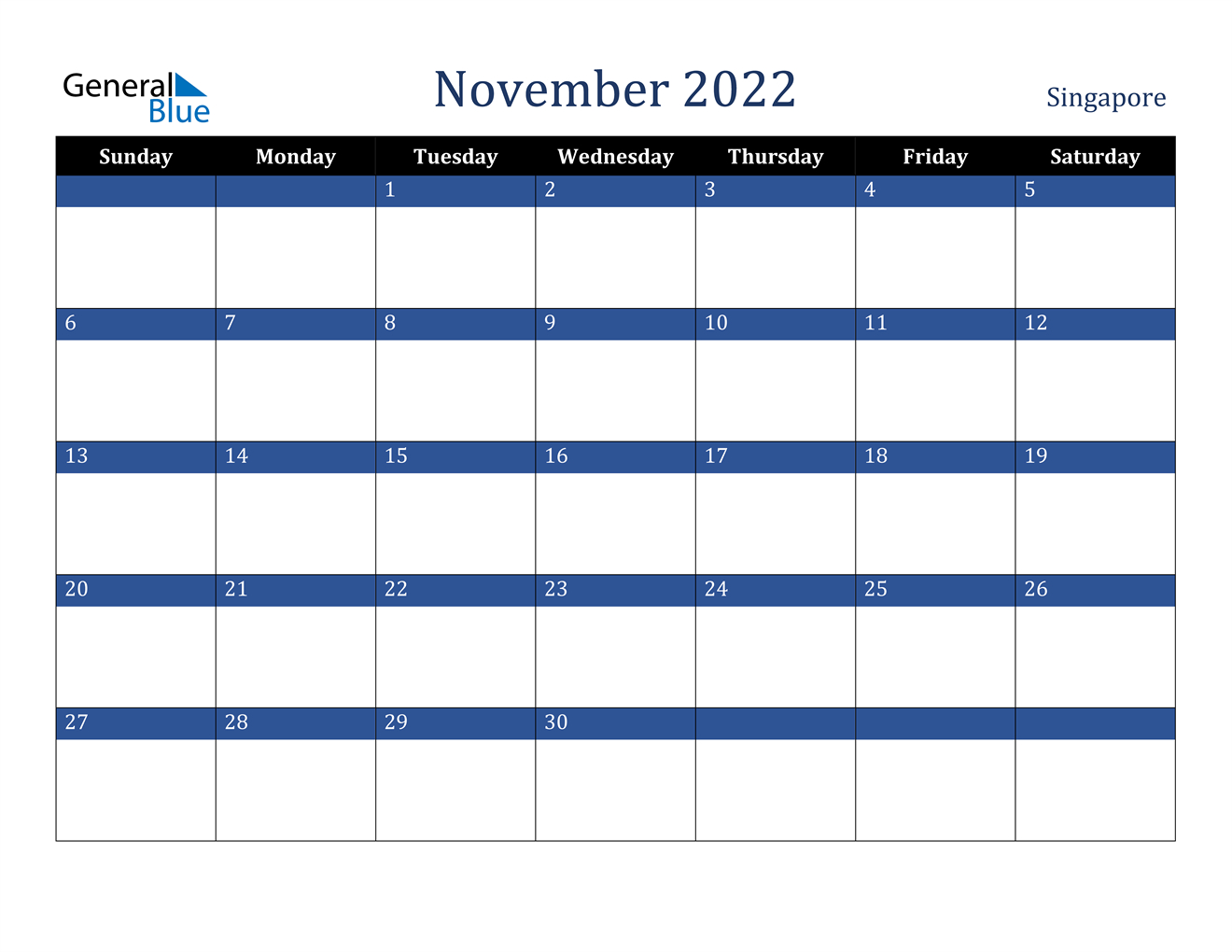 November 2022 Calendar - Singapore