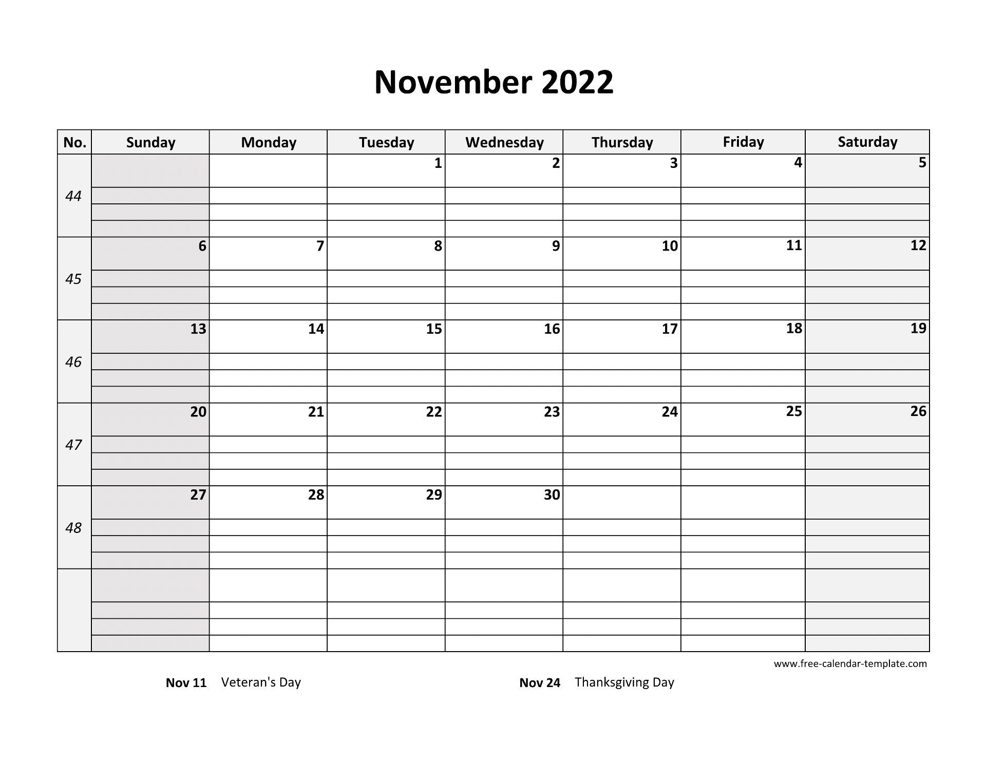November 2022 Free Calendar Tempplate | Free-Calendar