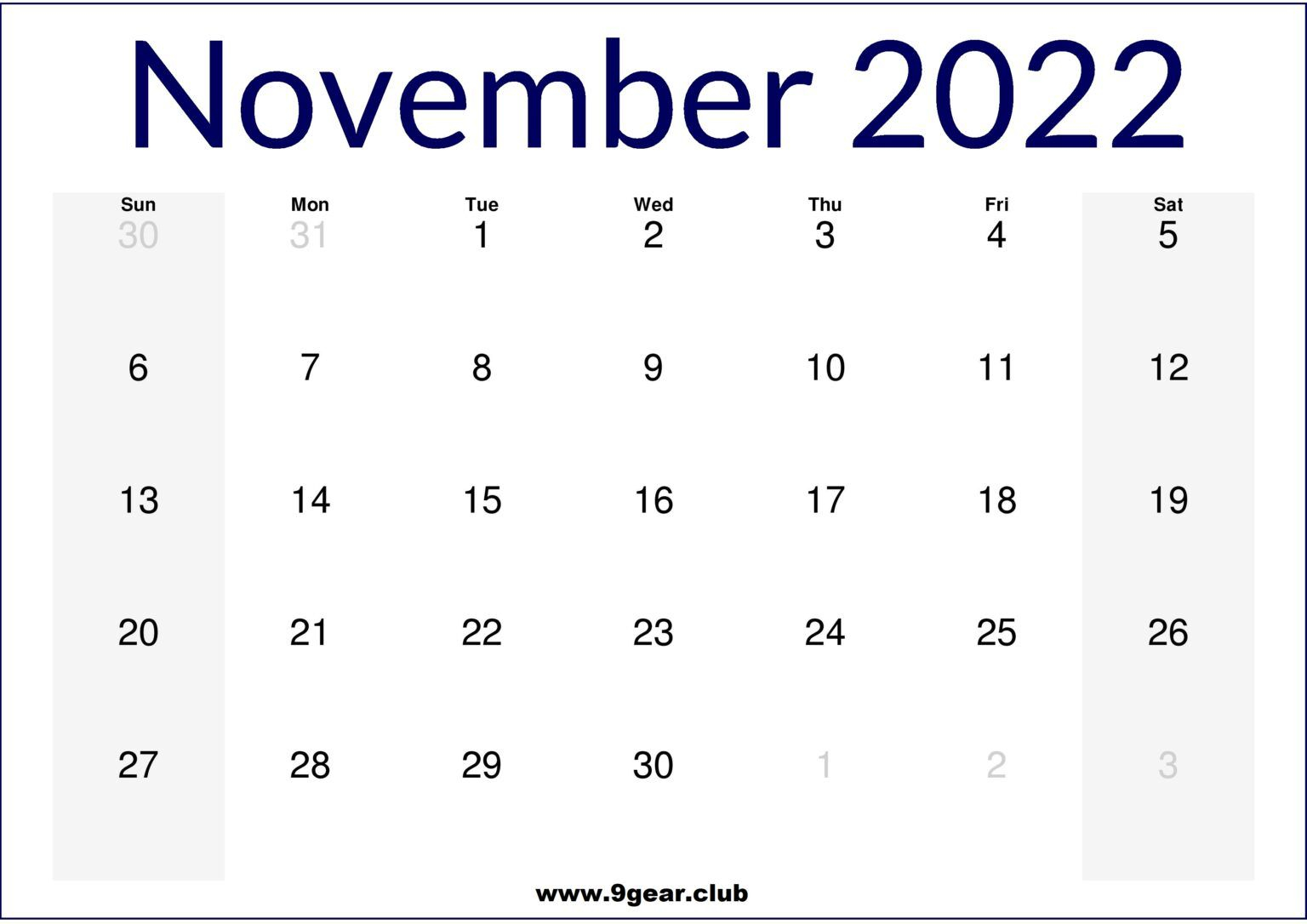 Perfect November 2022 Calendar Xerox