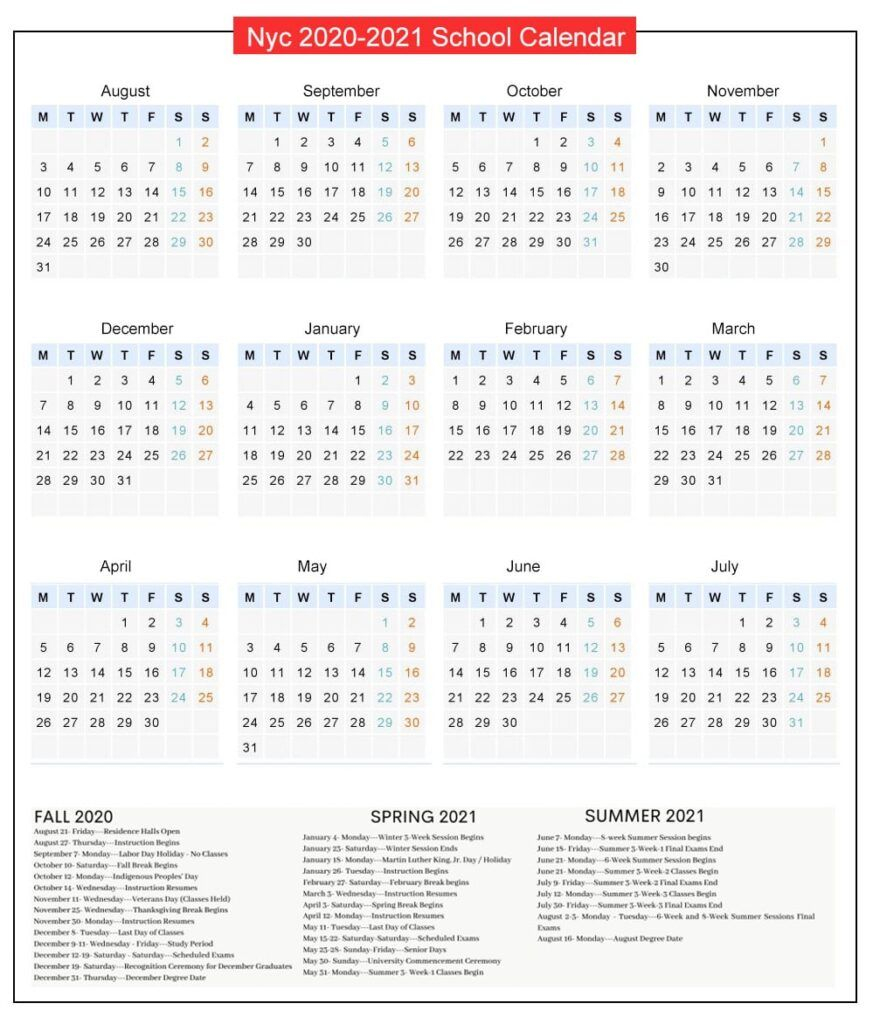 Nyc Doe Public School Calendar Holidays 2021-2022