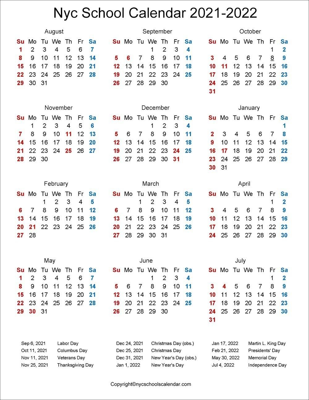 Nycdoe 2021 2021 School Year Calendar | Month Calendar