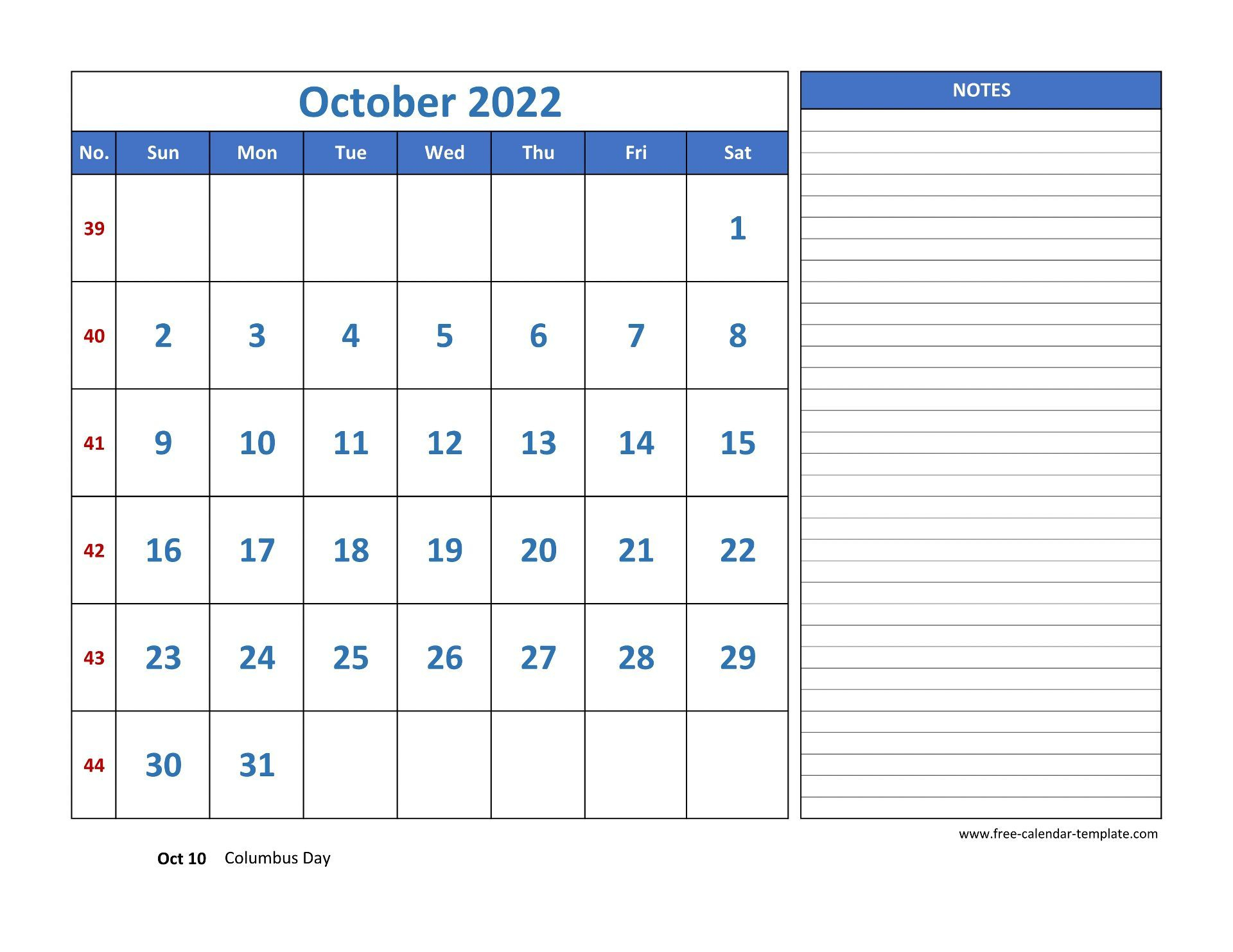 October 2022 Free Calendar Tempplate | Free-Calendar