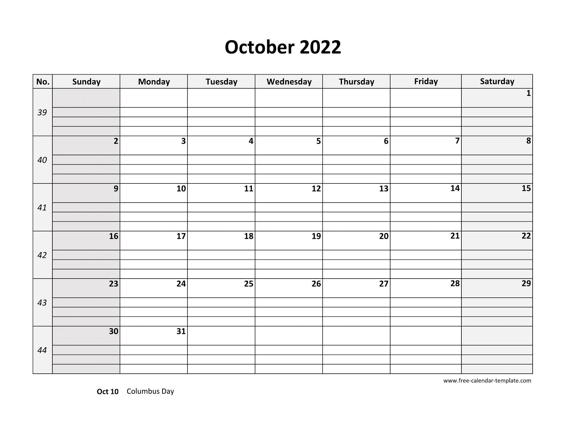 Best Free Printable October 2022 Calendar