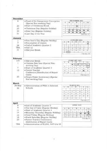 Official School Calendar For Sy 2021-2022 | Helpline Ph