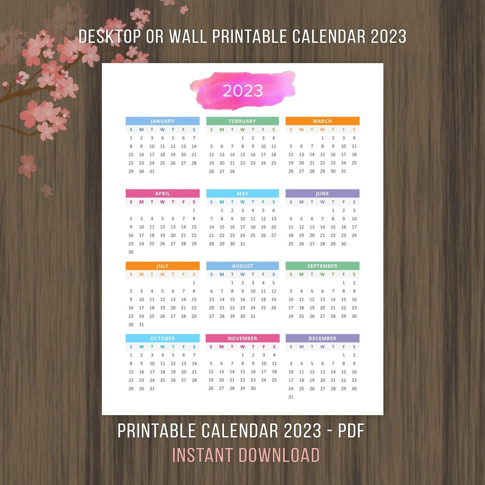 Planner Printable Calendar 2022 2023 Desktop Calendar Wall