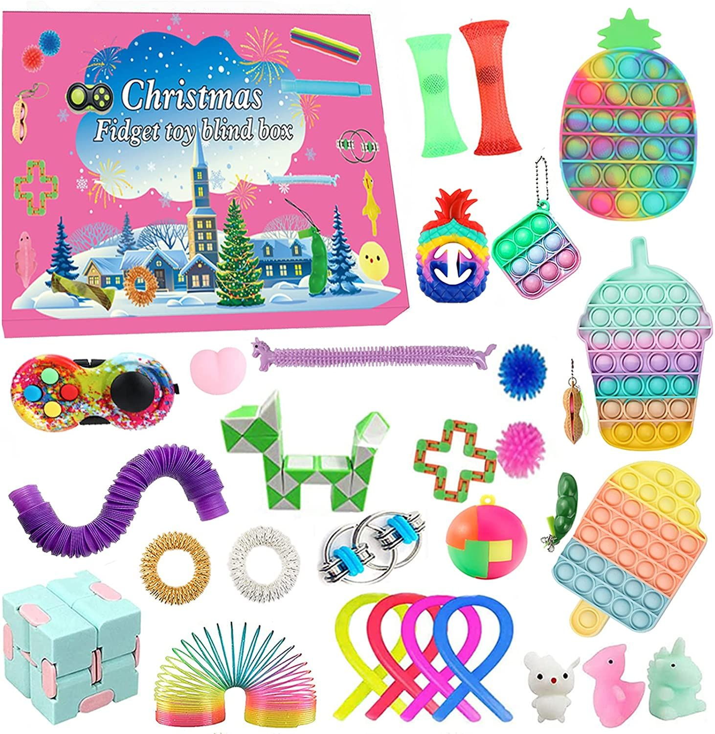 Pop Fidget Bubble Advent Calendar Toy Box, 24Days